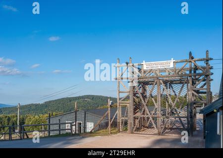 Eingangsbereich des ​​the ehemaligen Konzentrationslagers Natzweiler-Struthof, Natzwiller, Elsass, Frankreich, Europa Stockfoto