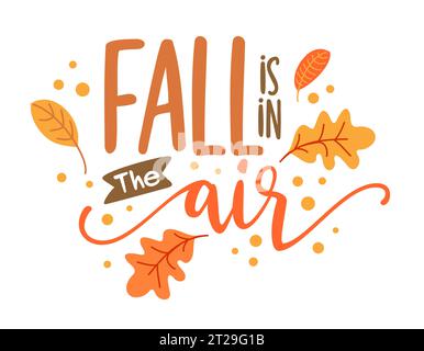 Herbst ist in der Luft - Happy Harvest Herbst Festival Design für Märkte, Restaurants, Flyer, Karten, Einladungen, Aufkleber, Banner. Niedliche handgezeichnete Heuri Stock Vektor