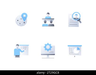 Statistiken und Berichte – Symbole im flachen Design Stock Vektor