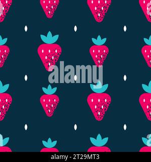 Nahtloses Vektormuster mit Erdbeeren im Hintergrund. Stock Vektor