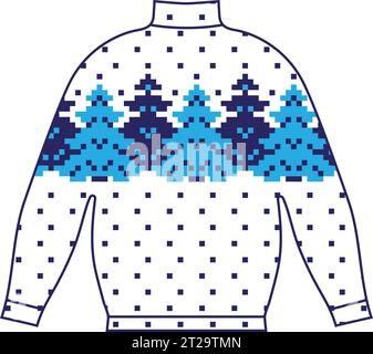 Warmer Winterpullover handgefertigt, Svitshot, Pullover zum Stricken, rote Farbe. Pullover für Damen, Pullover für Herren, Pullover für Unisex. Design - Schneeflocken, Weihnachten, N Stock Vektor