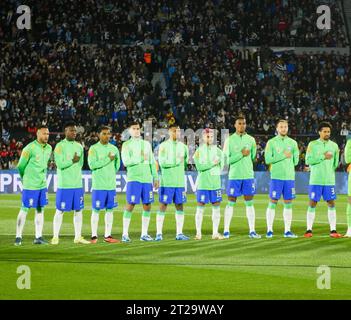 Montevideu, Uruguay. Oktober 2023. Hymne zeigt das Spiel Uruguay gegen Brasilien für die Qualifikation 2026 in Montevideo, Uruguay. Quelle: Enzo vignoli/FotoArena/Alamy Live News Stockfoto