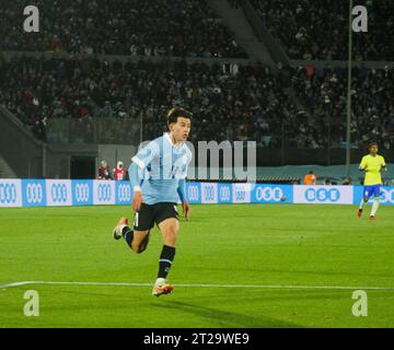 Montevideu, Uruguay. Oktober 2023. Spieler Facundo Pellistri (Uruguay), Uruguay gegen Brasilien, für die Qualifikation 2026, Montevideo, Uruguay. Quelle: Enzo vignoli/FotoArena/Alamy Live News Stockfoto