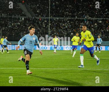 Montevideu, Uruguay. Oktober 2023. Spieler Facundo Pellistri (Uruguay), Uruguay gegen Brasilien, für die Qualifikation 2026, Montevideo, Uruguay. Quelle: Enzo vignoli/FotoArena/Alamy Live News Stockfoto