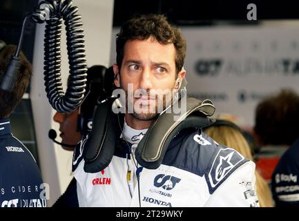 Aktenfoto vom 25.08.2023 von Daniel Ricciardo von AlphaTauri, der am Wochenende wegen des Grand Prix der Vereinigten Staaten von Amerika nach einer Verletzung zurückkehren wird. Ausgabedatum: Mittwoch, 18. Oktober 2023. Stockfoto
