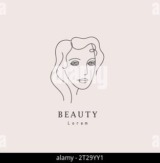 Vektor minimalistische lineare Frau Illustration, abstrakte kontinuierliche Linie zeichnende Gesicht. Moderne einzeilige Kunst, weibliches Porträt. Verwenden Sie das soziale Netz, Poster Stock Vektor