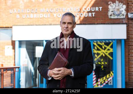 Stephen Green, 72, christlicher Prediger angeklagt, weil er ein Schild mit einem Zitat aus der Bibel vor einer Abtreibungsklinik hielt, Uxbridge Magistrates. Stockfoto