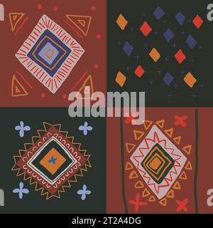 Weihnachtsmuster mit Patchdecke, kuscheliges abstraktes Muster im Herbst. Vektorabbildung Stock Vektor