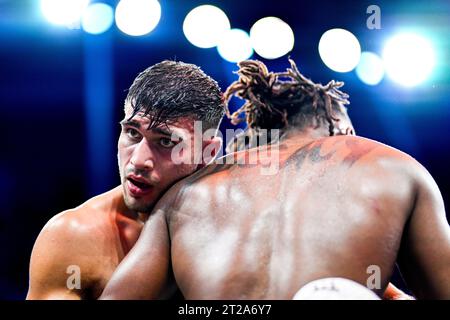 Manchester, Großbritannien. Tommy Fury bekämpft KSI während der Prime Card-Veranstaltung in der Manchester Arena. Wut gewann durch Mehrheitsentscheidung. Quelle: Benjamin Wareing/Alamy Live News Stockfoto