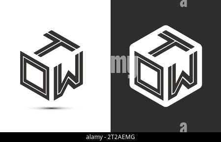 TOW Letter Logodesign mit Illustrator Cube Logo, Vektorlogo Moderne Alphabet Schriftüberlappung Stil. Stock Vektor