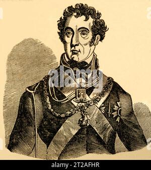 Europa, Großbritannien, Arthur Wellesley, Herzog von Wellington, britischer Politiker und Feldherr , Stich aus ' das Pfennig - Magazin ', 22. Februar 1834 / Europa, Großbritannien, Arthur Wellesley, Duke of Wellington, britischer Politiker und Stratege, Bild aus dem Magazin das Pfennig Magazin , 22. 02. 1834 . Stockfoto