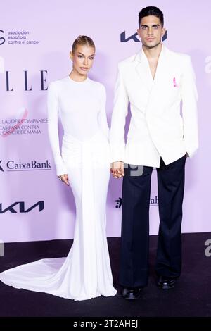 Madrid, Spanien. Oktober 2023. Jessica Goicoechea und Marc Bartra nahmen am ELLE Cancer Ball Photocall am Royal Theater Teil. (Foto: Nacho Lopez/SOPA Images/SIPA USA) Credit: SIPA USA/Alamy Live News Stockfoto