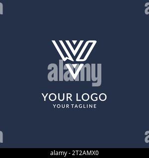 WO Triangle Monogramm Logo Design Ideen, kreatives Initial Letter Logo mit dreieckigem Logo Vektor Stock Vektor