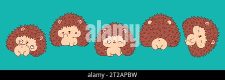 Sammlung von Vector Cartoon Igel Art. Set von Kawaii isolierten Tierillustrationen Stock Vektor