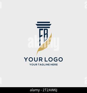 FB-Monogramm-Initiallogo mit Säulen- und Federdesign, Anwaltskanzlei-Logo inspiriert Stock Vektor