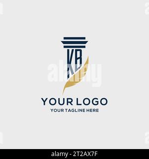 KB-Monogramm-Initiallogo mit Säulen- und Federdesign, Anwaltskanzlei-Logo-Inspiration Stock Vektor