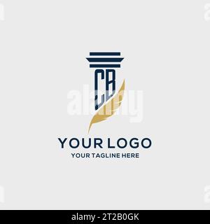 CB-Monogramm-Initiallogo mit Säulen- und Federdesign, Anwaltskanzlei-Logo-Inspiration Stock Vektor