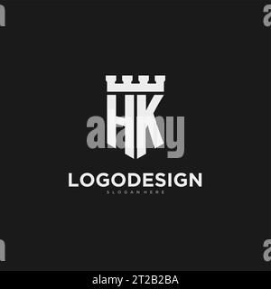 Initialen HK Logo Monogramm mit Schild und Festung Design Vektorgrafik Stock Vektor