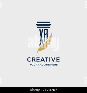 XR-Monogramm-Initiallogo mit Säulen- und Federdesign, Anwaltskanzlei-Logo inspiriert Stock Vektor