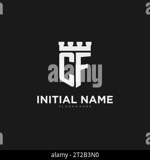 Monogramm des CF-Logos mit Schild und Vektorgrafik im Festungsdesign Stock Vektor