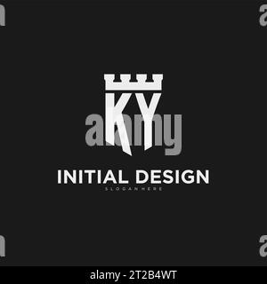 Initialen KY-Logo-Monogramm mit Schild und Festung Design Vektorgrafik Stock Vektor