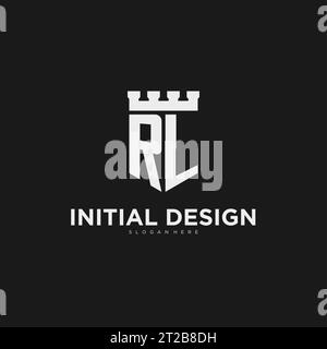 Initialen RL-Logo-Monogramm mit Schild und Festung Design Vektorgrafik Stock Vektor