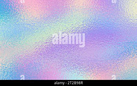 Violetter Hintergrund. Holographische Folienstruktur. Irisierender Metalleffekt. Holografischer Glitzerhintergrund. Heller Farbverlauf des Regenbogens. Niedliches Traummuster. Rosa Stock Vektor