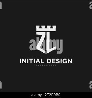 Initialen ZL Logo Monogramm mit Schild und Festung Design Vektor Grafik Stock Vektor