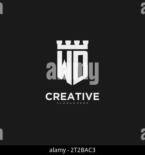 Initialen WD-Logo-Monogramm mit Schild und Festung Design Vektorgrafik Stock Vektor