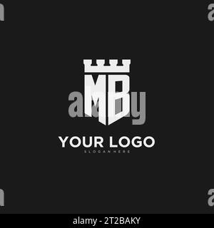 Initialen MB Logo Monogramm mit Schild und Festung Design Vektorgrafik Stock Vektor