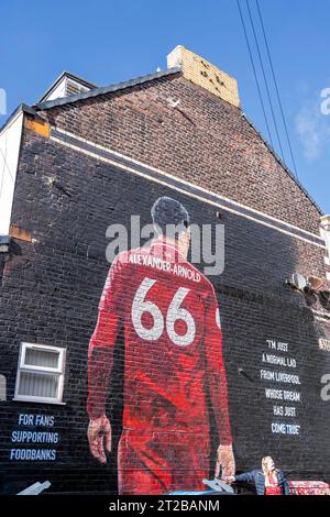 Liverpool FC gegen Everton FC - Barclays Women's Super League LIVERPOOL, ENGLAND - 15. OKTOBER 2023. - Fanfotos am Boden vor dem Spiel. Stockfoto