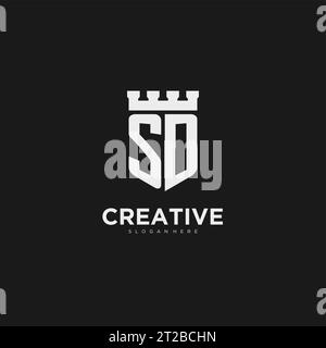 Initialen SD-Logo-Monogramm mit Schild und Festung Design Vektorgrafik Stock Vektor