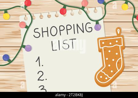 weihnachts-Einkaufsliste- Vektor-Illustration Stock Vektor