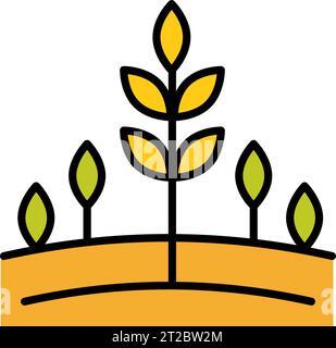 Vektor Farm Weizen Ohren Farbe Symbol Vorlage. Abbildung des Symbols „flache Ganzkörnung“. Haferschild in der Landwirtschaft. OAT Growth Design Konzept. Stock Vektor