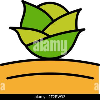 Kohl-Symbol. Grünes Bio-Gemüse- und Lebensmittellogo. Vegetarisches Salatrezept. Frischer Blattsalat. Einfaches Piktogramm. Vektorabbildung. Desigment Stock Vektor