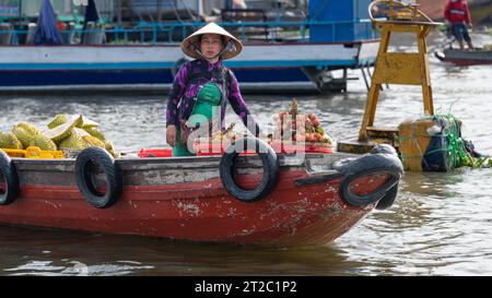 Schwimmender Markt in Can Tho, Mekong Delta, Vietnam Stockfoto