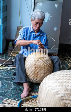 Weben-Messkorb, Mekong-Delta, Vietnam Stockfoto