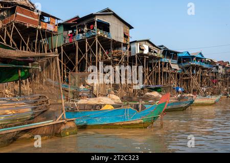 Dorfleben im schwimmenden Dorf Kampong Phluk, Lake Tonle SAP, Siem Reap, Kambodscha Stockfoto