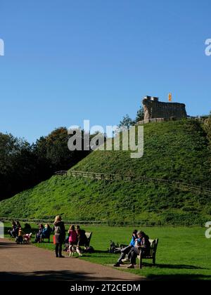 Clare Castle Ruine, Clare Castle Country Park, Stour Valley, Suffolk, England, Großbritannien Stockfoto