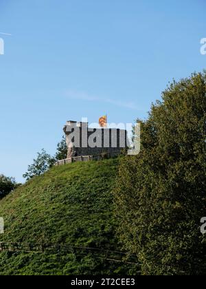 Clare Castle Ruine, Clare Castle Country Park, Stour Valley, Suffolk, England, Großbritannien Stockfoto