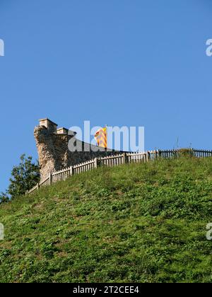 Clare Castle Ruine, Clare Castle Country Park, Stour Valley, Suffolk, England, Großbritannien Stockfoto
