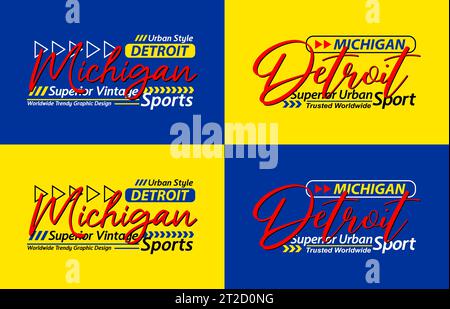 Detroit Michigan urbane Kalligraphie Schriftart Superior Vintage, Typografie, für T-Shirt, Plakate, Labels, usw. Stock Vektor