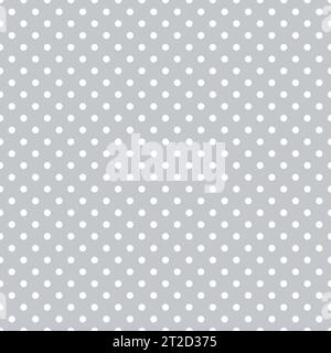 Nahtloses Punktmuster. Grauer und weiß gepunkteter, wiederholter Hintergrund. Musterschablone für Textil, Stoff, Karo, Tischdecken, Kleidung. Quadratische Vektortapete Stock Vektor