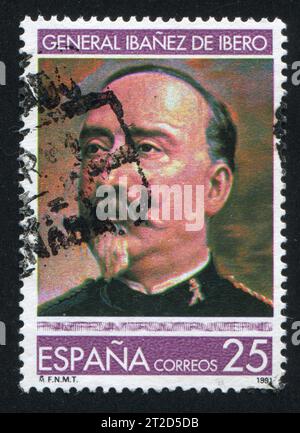 SPANIEN - CA. 1991: Briefmarke gedruckt von Spanien, zeigt Carlos Ibanez de Ibero, ca. 1991 Stockfoto