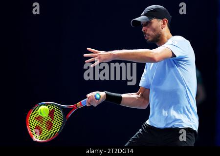 Ariake Coliseum, Tokio, Japan. Oktober 2023. Ben McLachlan (JPN), 18. OKTOBER 2023 - Tennis : Kinoshita Group Japan Open Tennis Championships 2023 Männer Doppel 1. Runde im Ariake Coliseum, Tokio, Japan. Quelle: Naoki Nishimura/AFLO SPORT/Alamy Live News Stockfoto