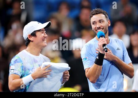 Ben McLachlan & Yoshihito Nishioka (JPN), 18. OKTOBER 2023 - Tennis : Kinoshita Group Japan Open Tennis Championships 2023 Männer Doppel 1. Runde im Ariake Coliseum, Tokio, Japan. (Foto: Naoki Nishimura/AFLO SPORT) Credit: Aflo Co. Ltd./Alamy Live News Stockfoto