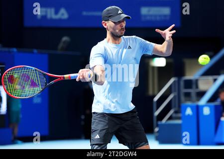 Ariake Coliseum, Tokio, Japan. Oktober 2023. Ben McLachlan (JPN), 18. OKTOBER 2023 - Tennis : Kinoshita Group Japan Open Tennis Championships 2023 Männer Doppel 1. Runde im Ariake Coliseum, Tokio, Japan. Quelle: Naoki Nishimura/AFLO SPORT/Alamy Live News Stockfoto