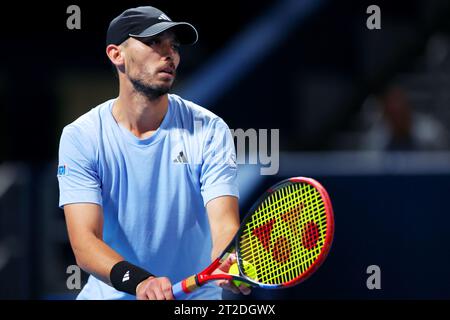 Ariake Coliseum, Tokio, Japan. Oktober 2023. Ben McLachlan (JPN), 18. OKTOBER 2023 - Tennis : Kinoshita Group Japan Open Tennis Championships 2023 Männer Doppel 1. Runde im Ariake Coliseum, Tokio, Japan. Quelle: Naoki Nishimura/AFLO SPORT/Alamy Live News Stockfoto