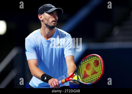 Ariake Coliseum, Tokio, Japan. Oktober 2023. Ben McLachlan (JPN), 18. OKTOBER 2023 - Tennis : Kinoshita Group Japan Open Tennis Championships 2023 Männer Doppel 1. Runde im Ariake Coliseum, Tokio, Japan. Quelle: Naoki Nishimura/AFLO SPORT/Alamy Live News Stockfoto