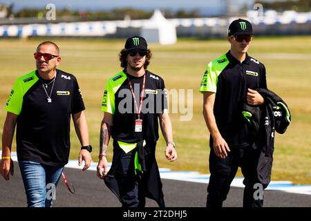 19. Oktober 2023; Phillip Island Grand Prix Circuit, Ventnor, Victoria, Australien; 2023 MotoGP Guru von Gryfyn Australian Motorrad Grand Prix, Ankunftstag; Nummer 72 Mooney VR46 Rennfahrer Marco Bezzecchi Stockfoto